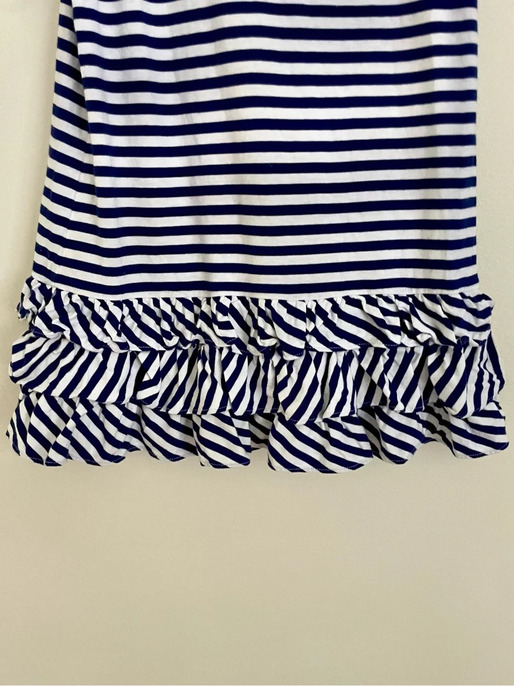 Polo by Ralph Lauren Navy & White Stripe Ruffle Hem Dress